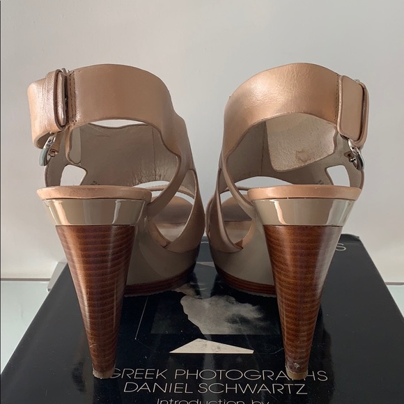 Michael Kors Nude Leather Platform Strap Heels 10m - Picture 6 of 8
